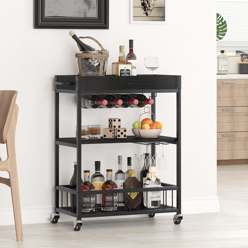 Wine Bottle & Glass Rack Black