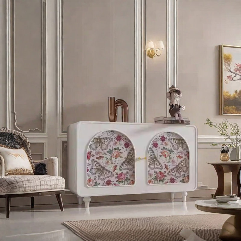 Armoire décorative spacieuse, Blanc / Blanc