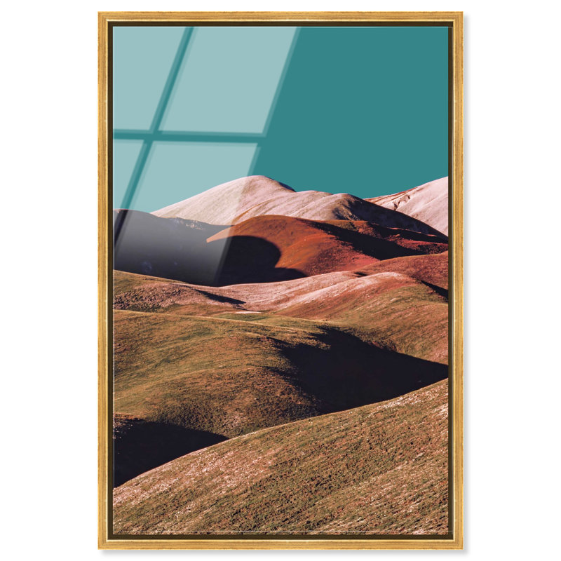 Mountains Over Turquoise Sky Print by Oliver Gal, 11"H x 16"W, Gold Floater Frame