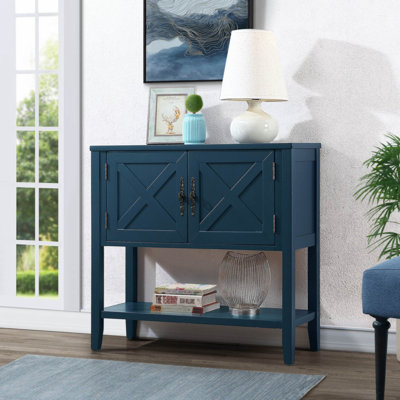 Tevrat Vintage Console Table | 4 Drawers & Open Shelf | Solid Pine Wood & MDF | Classic Style with Spacious Storage | Living Room/Entryway Sofa Table