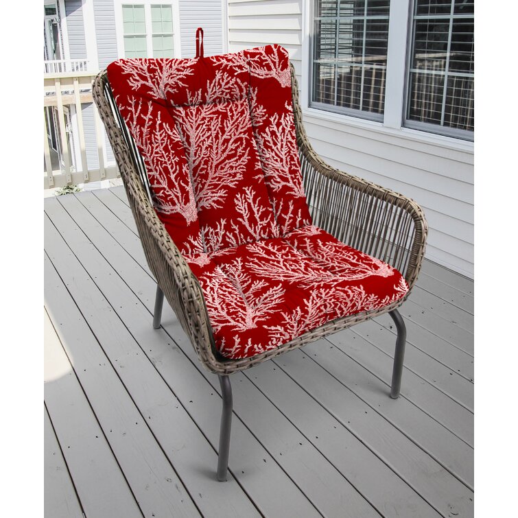 Lester Indoor/Outdoor Seat/Back Cushion Beachcrest Home Fabric: Red/Blue