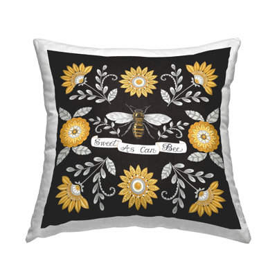 Sweet As Can Bee Vintage Boho Floral Pattern Printed Throw Pillow Design By Deb Strain