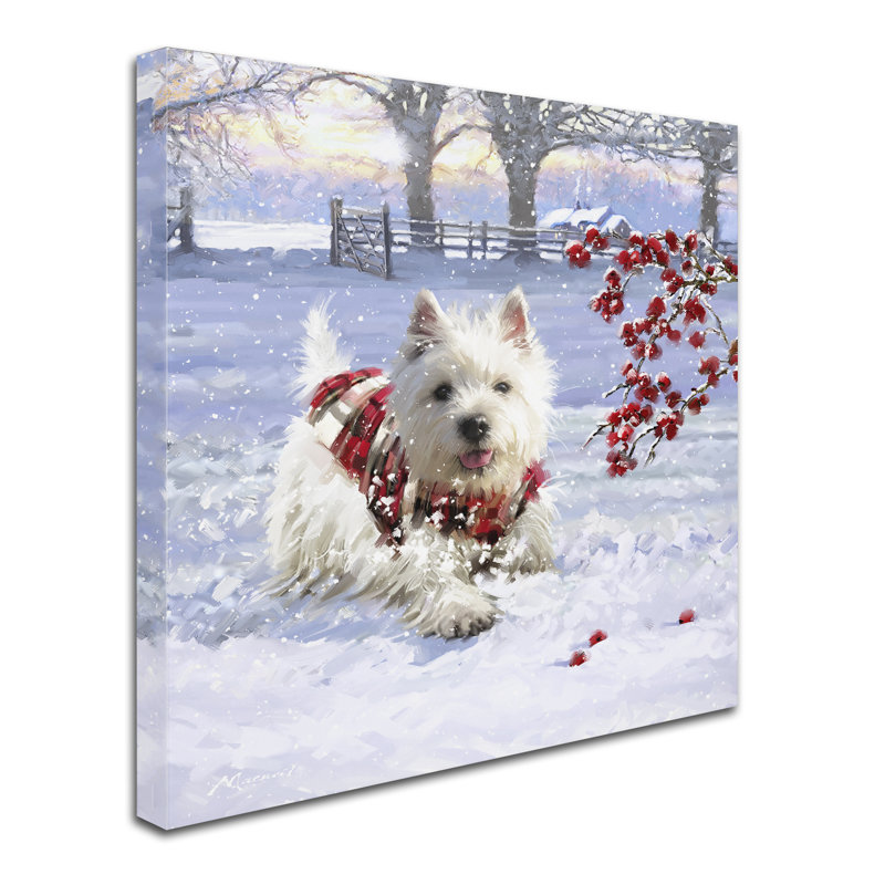 « westie fun », reproduction sur toile, H 18 po x l 18 po x P 2 po