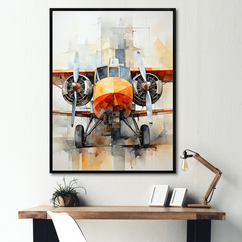 Portrait d'un avion sur toile, H 20 po x l 12 po x P 1 po, Cadre flottant noir