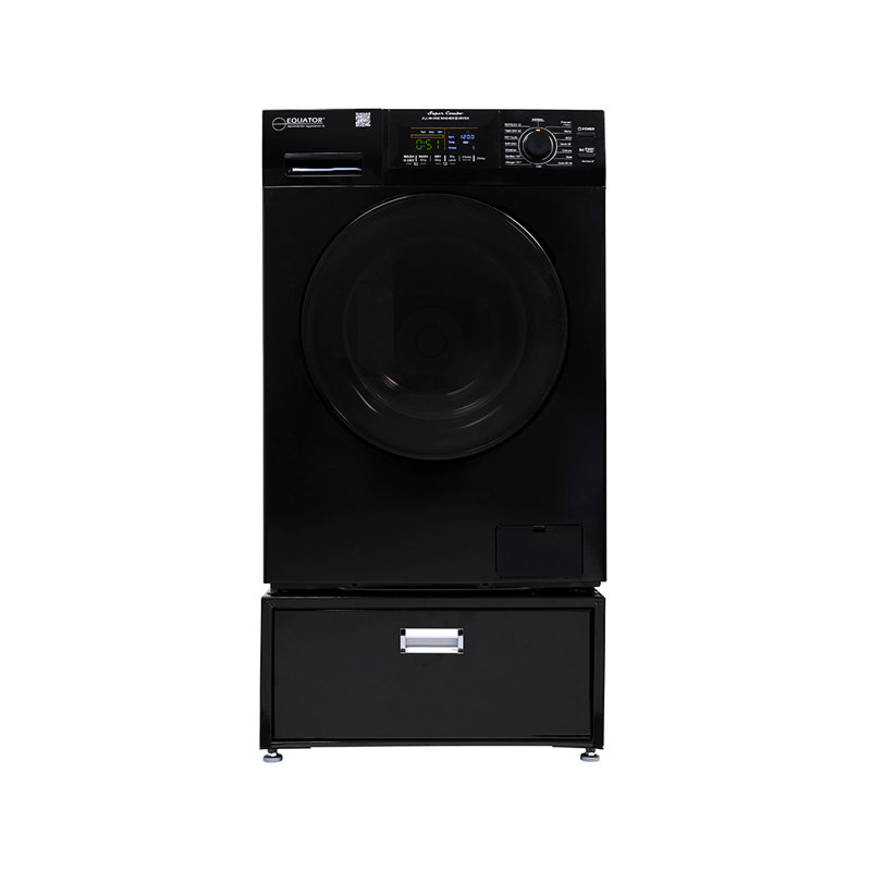 Black 1.62 cu. ft. Smart Electric All-in-One Washer Dryer with Pedestal