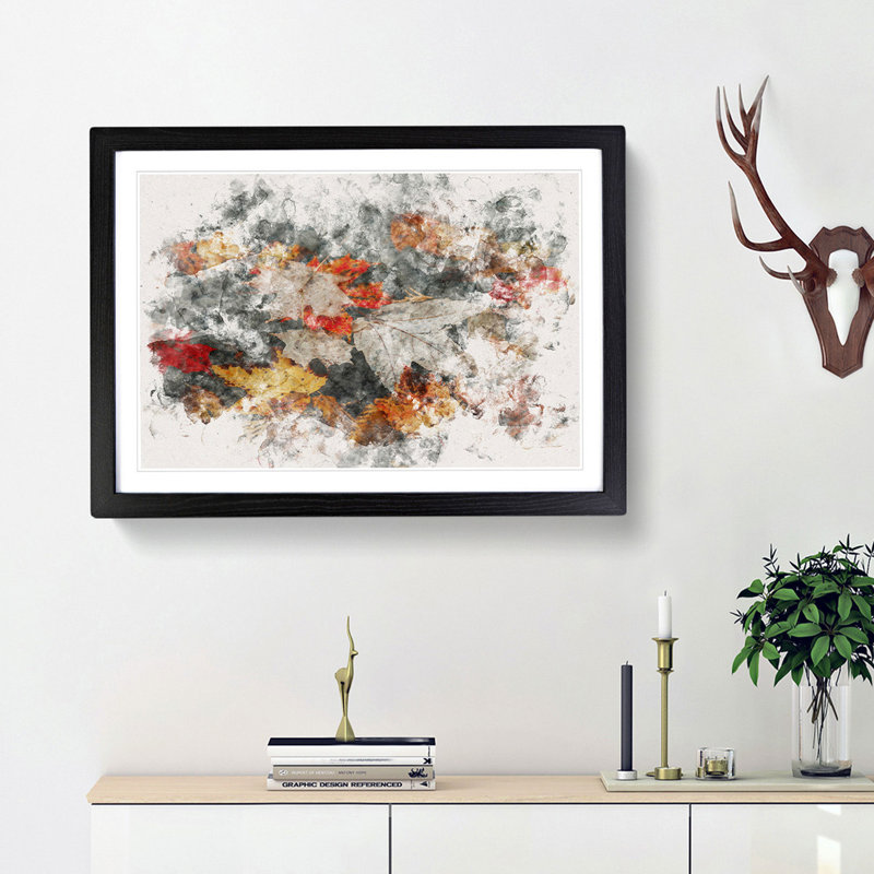Leaves in Autumn - Picture Frame Painting Print, Black Framed, 33cm H x 45cm W x 2cm D