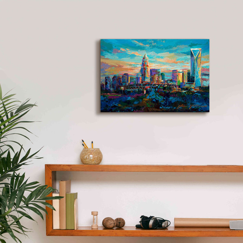 «The Queen City Charlotte North Carolina» par Jace D McTier, estampe numérique sur toile, H 12 po x l 18 po x P 0,75 po
