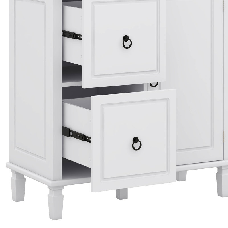 Storage Cabinet With Doors, Tall Storage Cabinet With Adjustable Shelves, 3 Drawers And 3 Enclosed Compartment