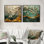 Or avec mélange de cerisier vert I - art mural cerisier en fleurs - art mural traditionnel sur toile 2 pièces