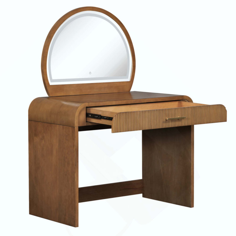 Makeup Vanity Table With Mirror Touch Screen Lighted Mirror, Dressing Table With Drawer For Bedroom, Espresso