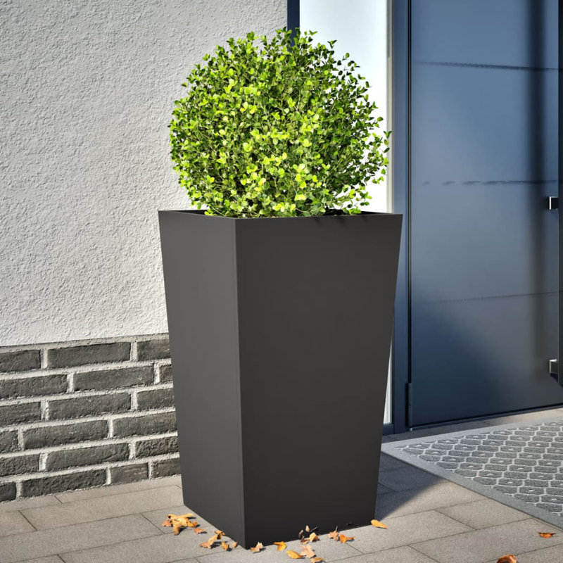 Chaely Metal Planter, Black, 29.53" H x 17.72" W x 17.72" D, 1