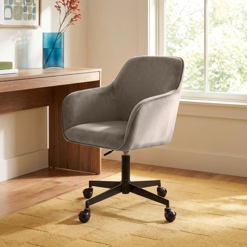 Brisbane Velvet Task Chair, Platinum Gray Velvet