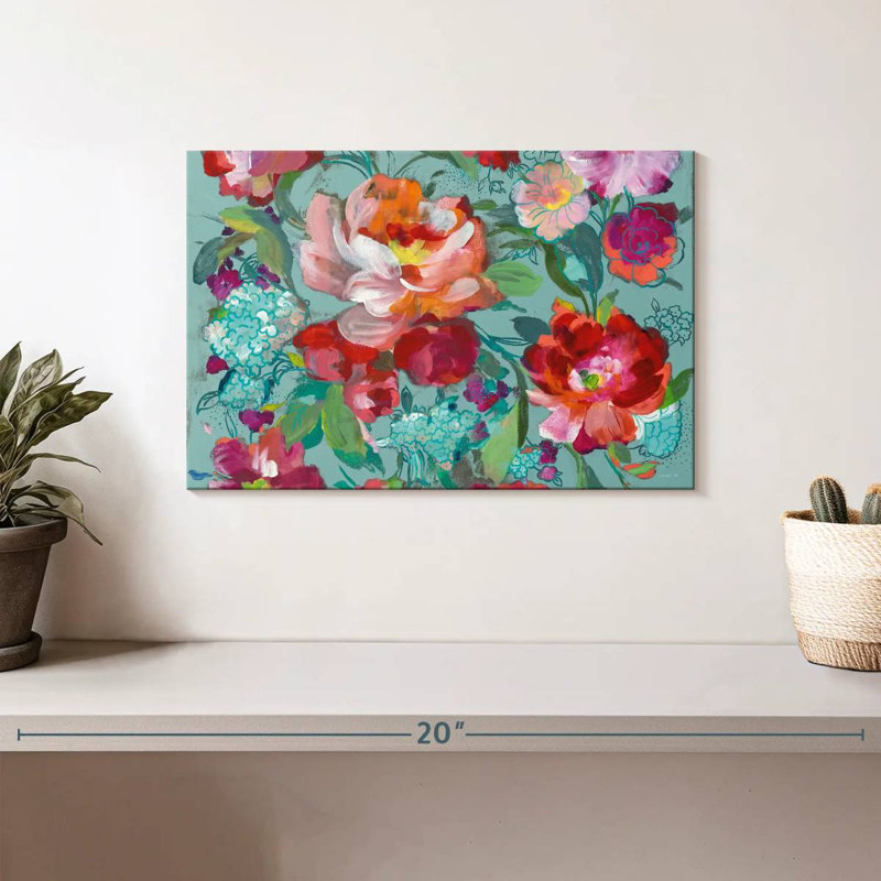 Harnek turquoise floral Medley, H 8 po x l 12 po