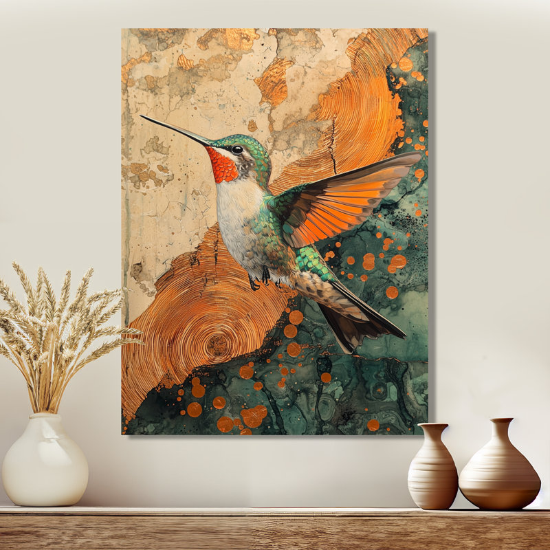 Hummingbird Into Wood Forest Quest II - Hummingbird, reproduction métallique, H 20 po x l 12 po