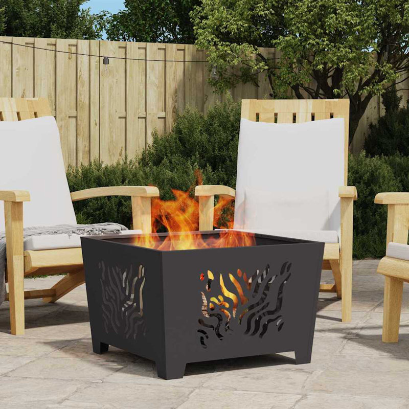 Modern Outdoor Fire Pit, 40cm H x 60cm W x 60cm D, Black
