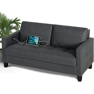 57”W 2-Seater Loveseat Sofa With Usb Ports