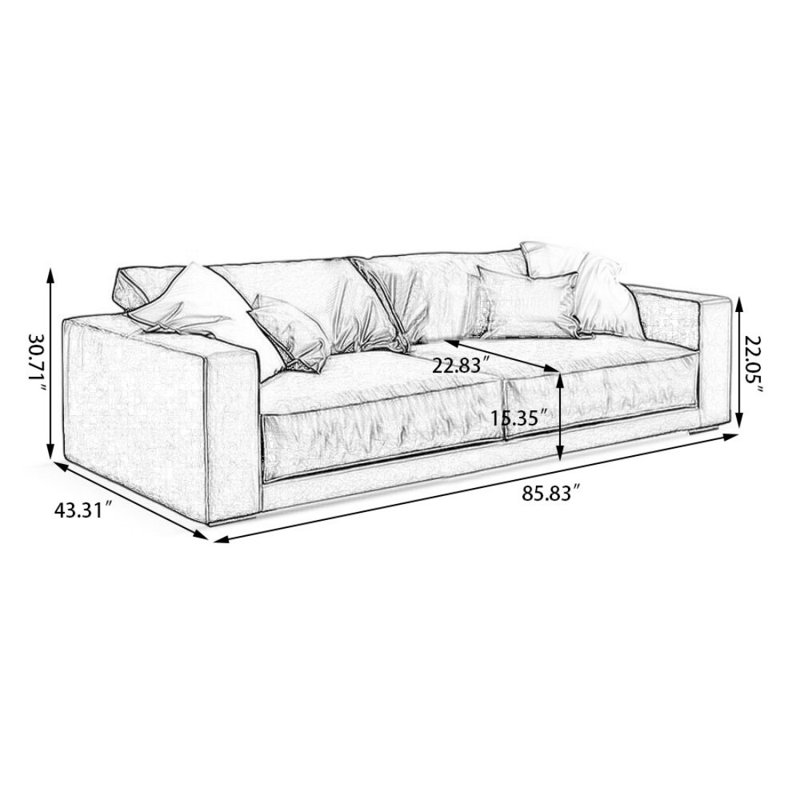 Causeuse-coussin standard en cuir véritable noir, 30.71" H x 85.83" W x 43.31" D, Noir