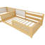 Cadre de lit simple en forme de L pour 2 enfants, lits convertibles détachables avec tableaux blancs, lit pour enfants en rotin avec bibliothèques et lumières, naturel