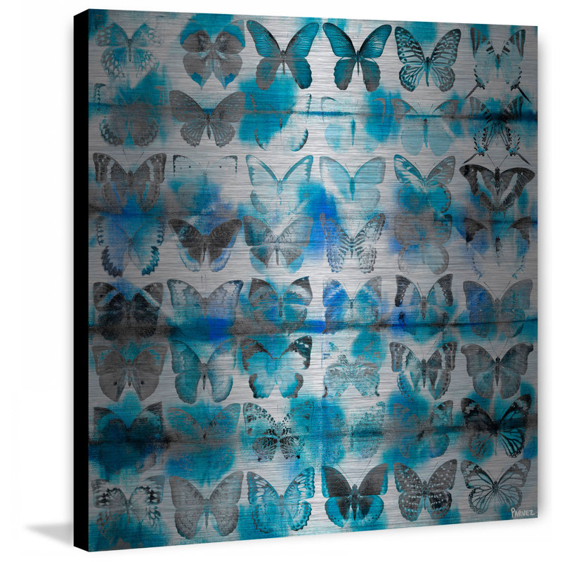 « blue wings » par parvez taj-impression sans cadre sur métal, H 24 po x l 24 po x P 1,5 po