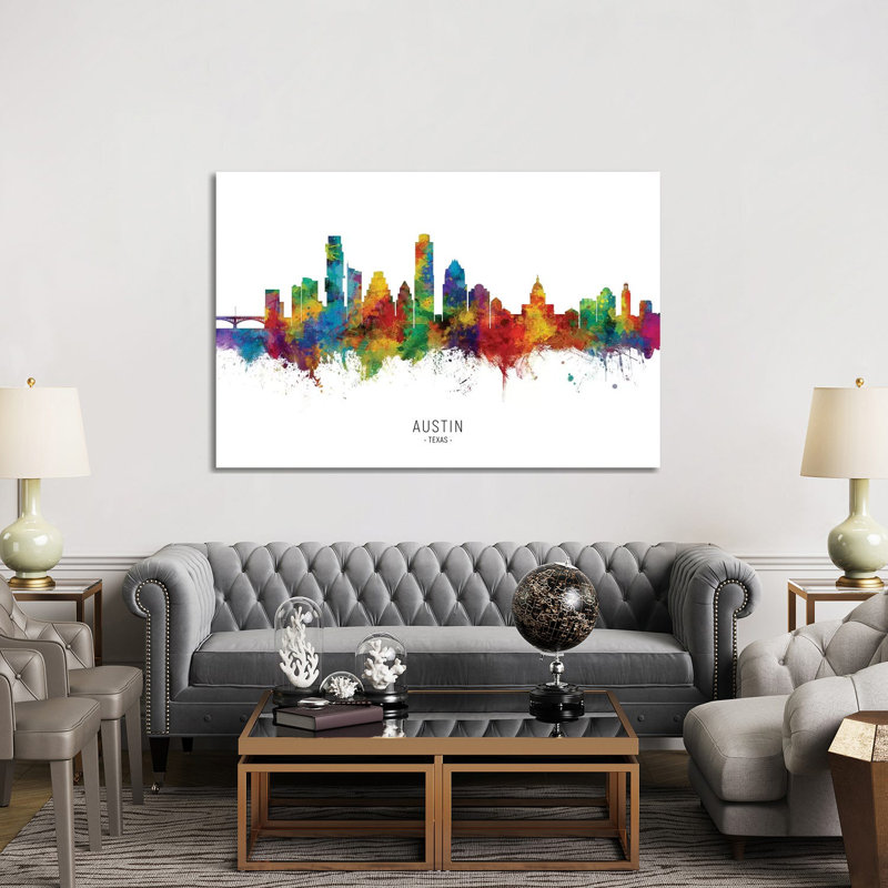 Austin Texas Skyline by Michael Tompsett - Wrapped Canvas Painting, 152.5 cm H x 101.5 cm W