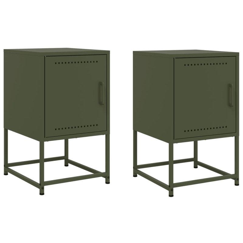 Aujah 36cm W Steel Bedside Table, Green