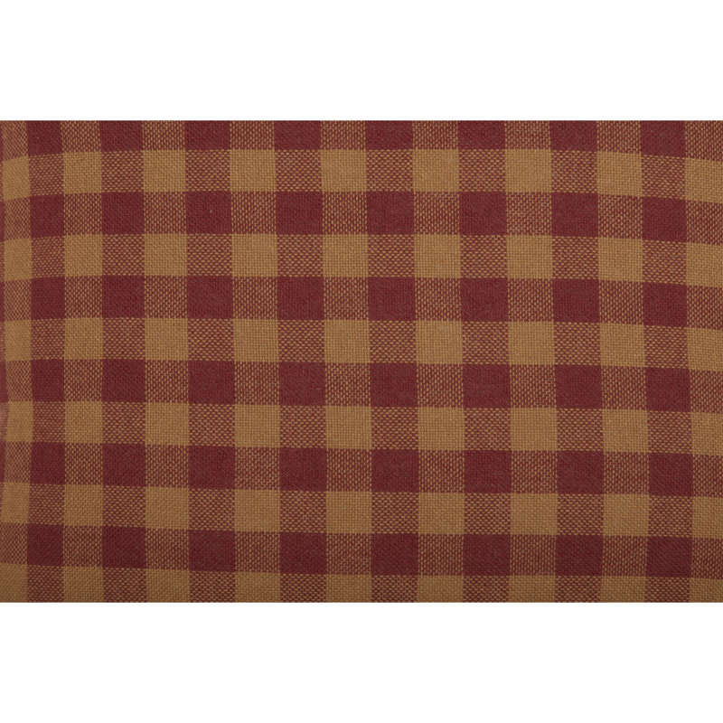 Burgundy Check 100% Cotton Checkered Pillowcase, Standard