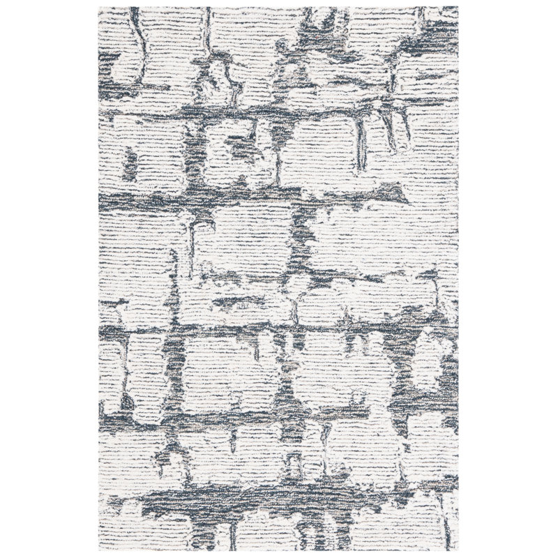 Martha Stewart 4533 Hand Tufted Wool/Cotton Rug in Charcoal/Ivory, Round 4'