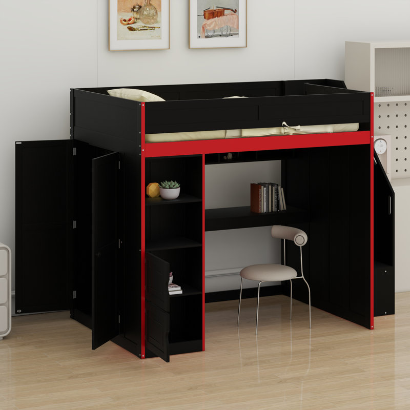 Lit mezzanine avec bureau et rangement Gaming
