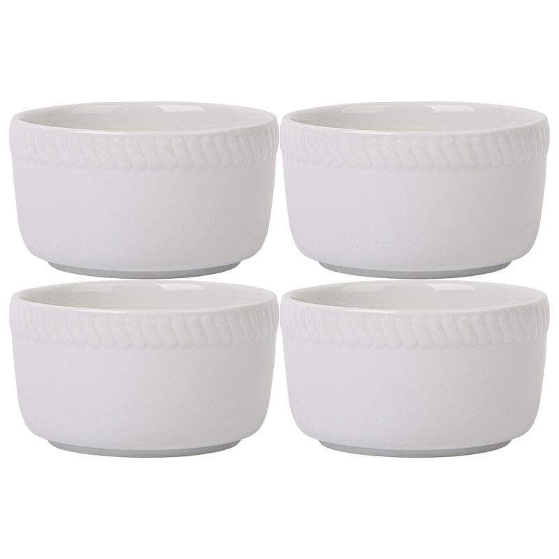 Home Essentials and Beyond 0.25 Qt. Ceramic Round Embossed Slant Ramekin