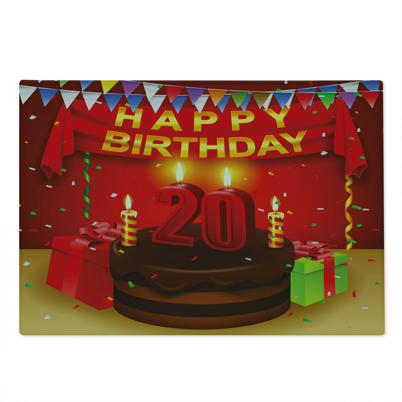 Ambesonne Colorful Cutting Board Large Size Birthday Boxes Flags Multicolor