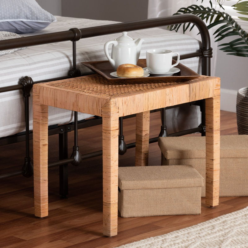 Bethie Wicker/Rattan Bench, 19.70" H x 24" W x 16.10" D