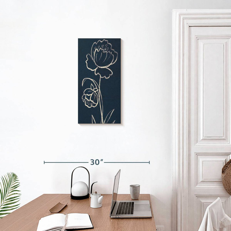 An Indigo Floral II, H 24 po x l 12 po