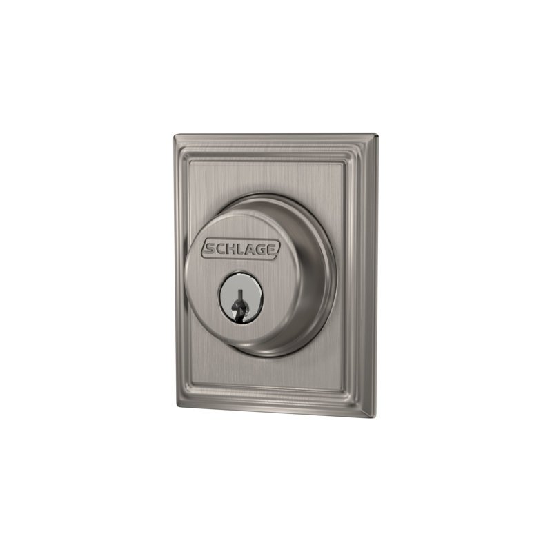 Single Cylinder Deadbolt with Addison Trim, Satin Nickel