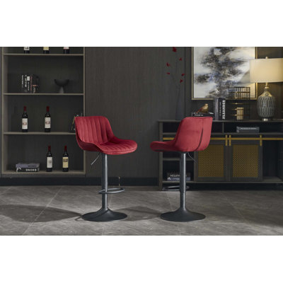 Tabouret de bar simple à hauteur réglable avec repose-pieds et pied pivotant, ensemble de 2