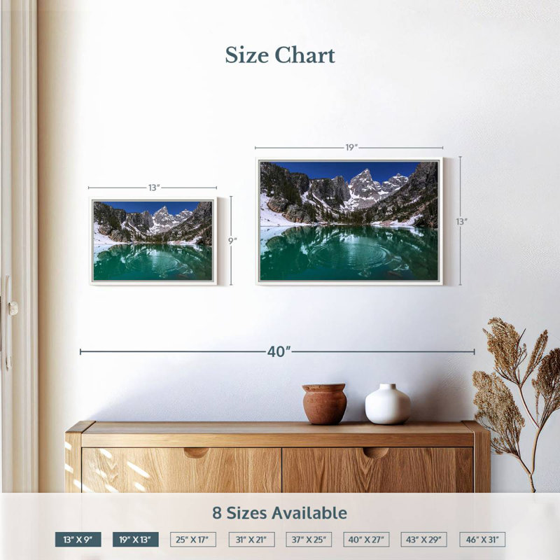 Delta Lake Grand Teton, Cadre flottant blanc, 19 po x 13 po