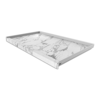 FlexStone® 60"W x 36"D Alcove Shower Base with Center Drain in Calacatta White