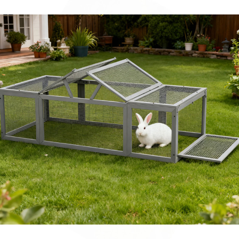Grand refuge pour petits lapins en bois, Orange