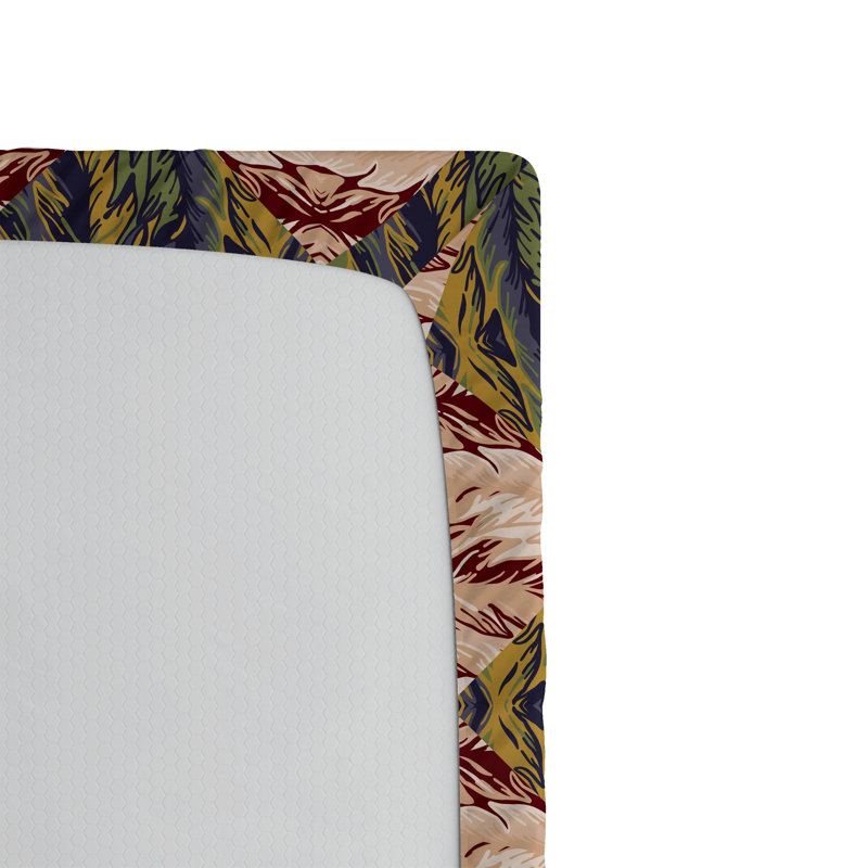 Drap-housse à motif floral Ambesonne, Coquille d'œuf, marron, indigo / abstrait, Drap-housse de taille double