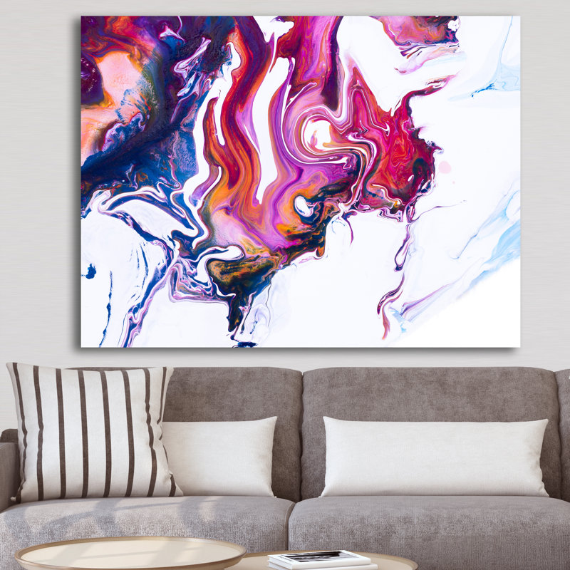 Composition marbre « mauve, Rose et bleu »-impression sur toile, H 24 po x l 32 po x P 1 po