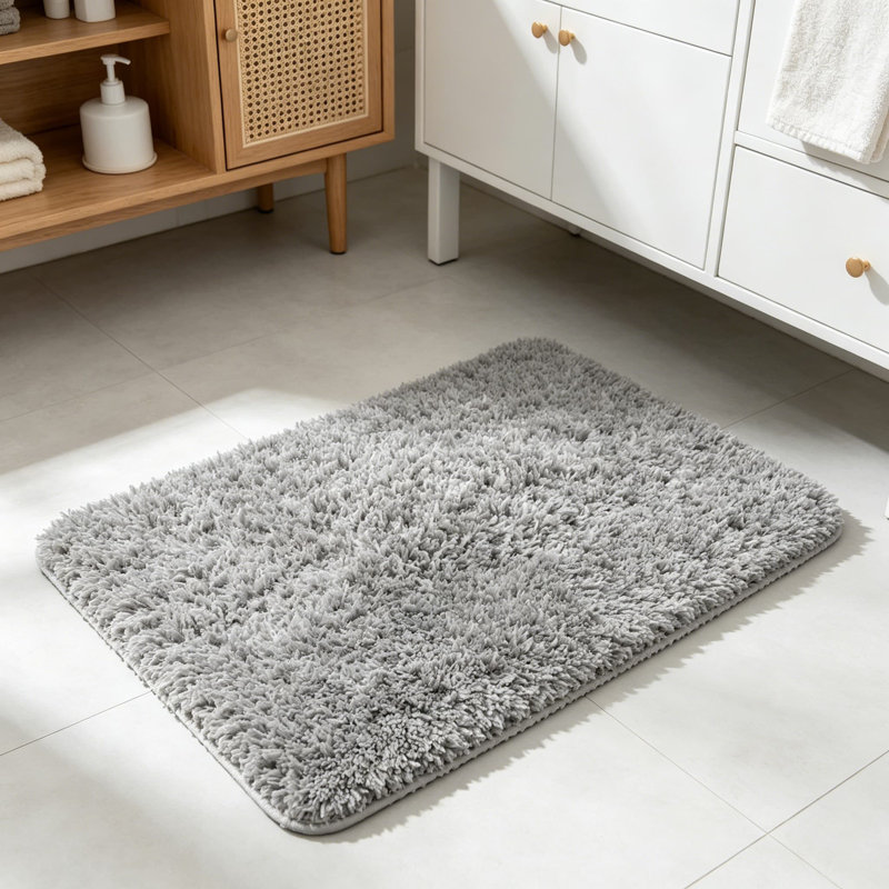 Ensemble de tapis de salle de bain de luxe, tapis de bain en microfibre absorbante douce, tapis de douche antidérapants pour plancher de salle de bain, tapis à poils longs pelucheux à séchage rapide lavables à la machine