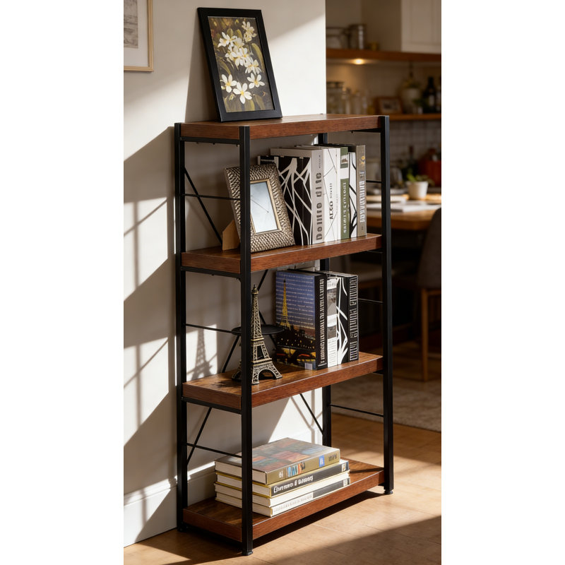 Bibliothèque à 3 tablettes en chêne patiné et noir