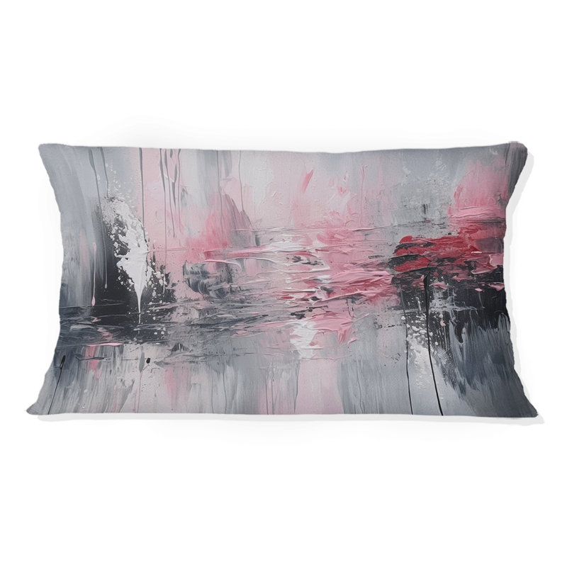 Evolving Shapes In Pink Marble IV - Coussin décoratif à imprimé géométrique abstrait