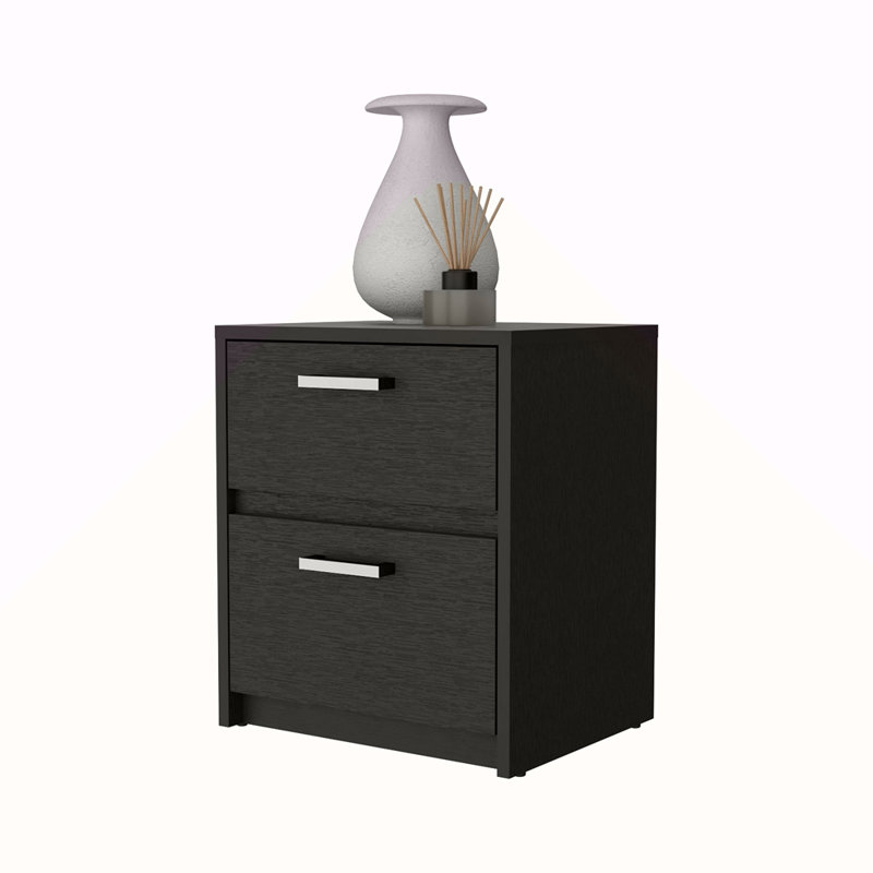 2-Drawer Nightstand, Black