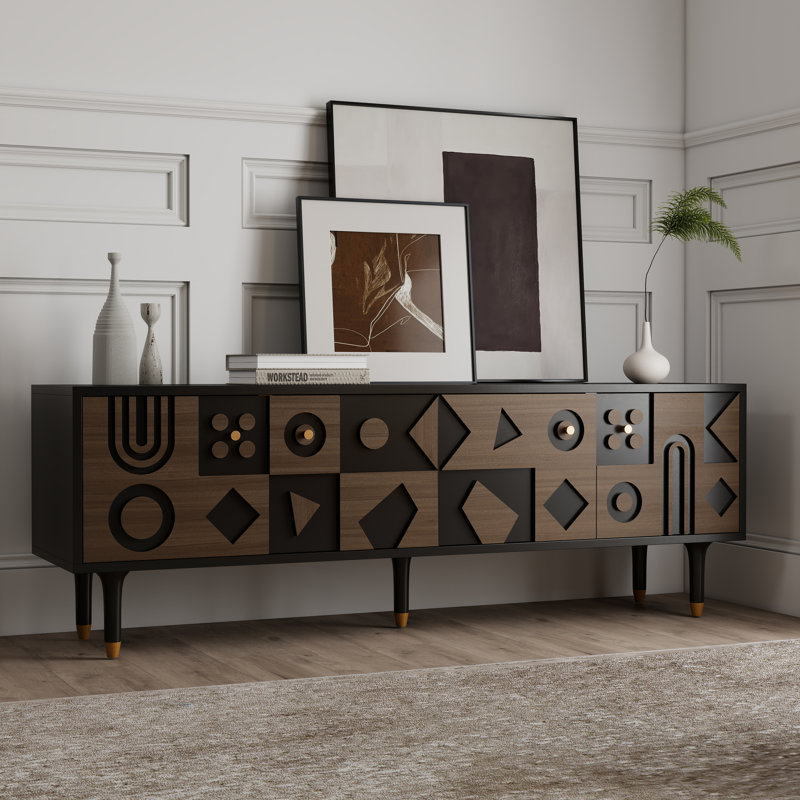 Meuble télé 70 po Mid-Century 70 po, Bois brun foncé