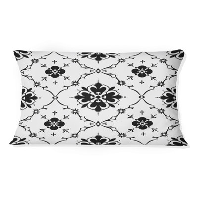Coussin noir noir et blanc quadrilobe III - moderne