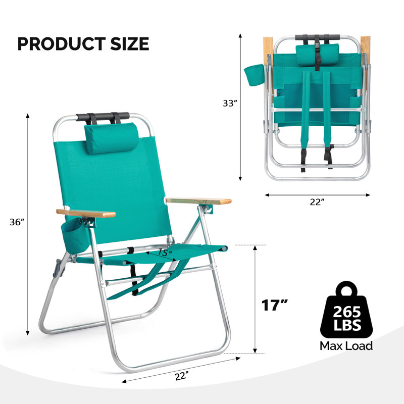 Green Aluminum Beach Chair, Green
