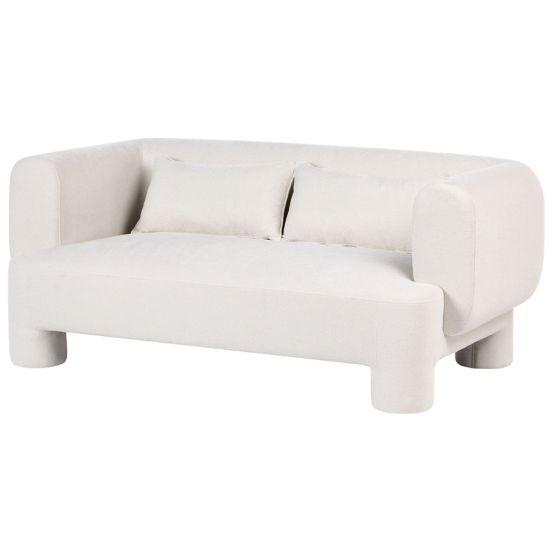 3 Seater Fabric Sofa, White Fabric, White