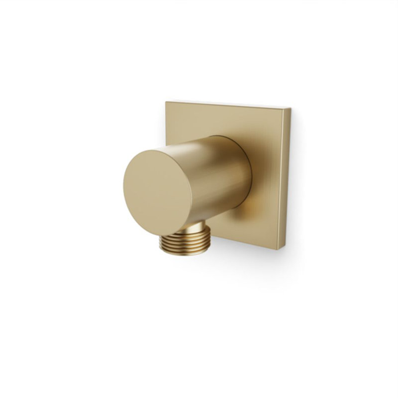 Shower Wall Outlet With Square Escutcheon, Satin Brass
