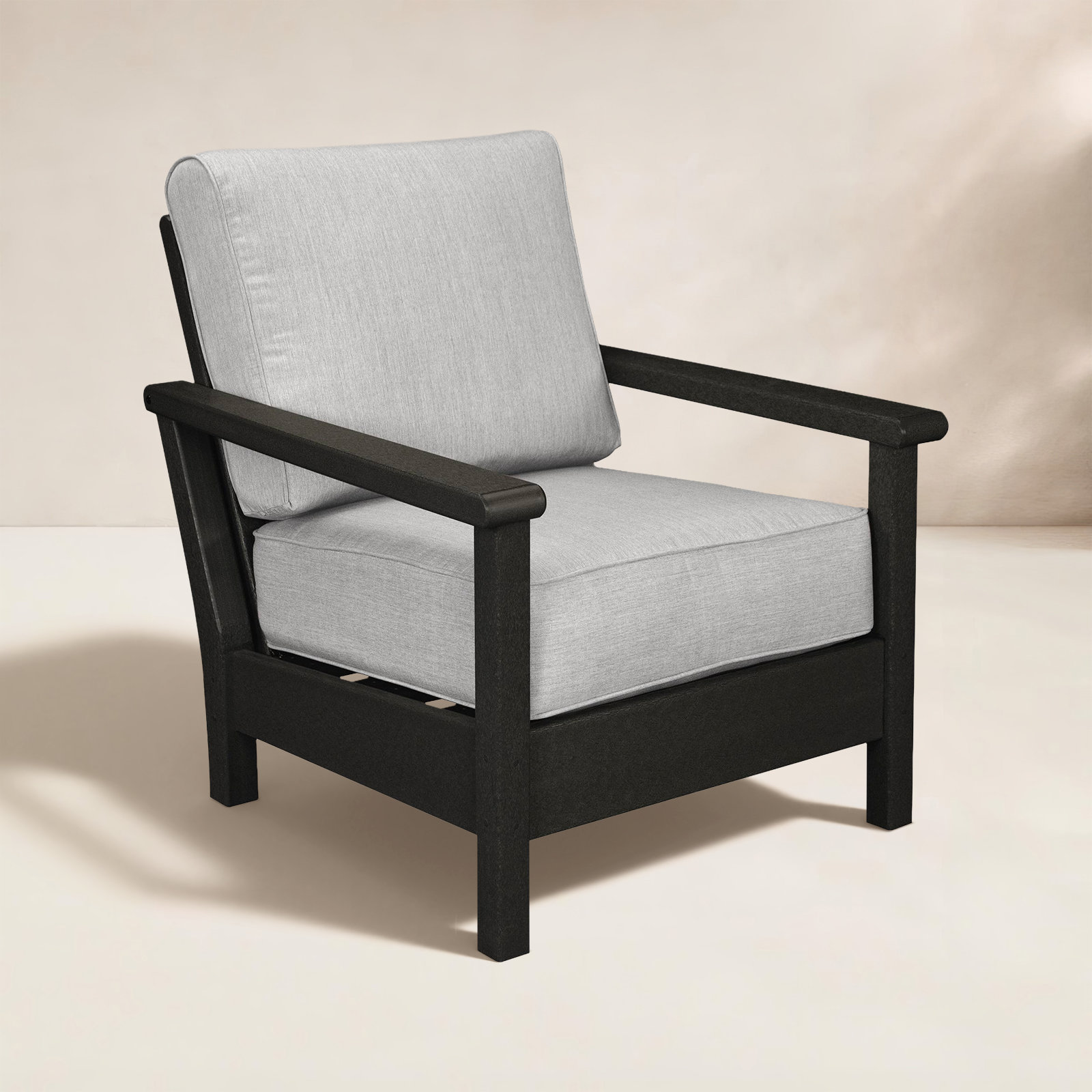 Harbour Patio Lounge Chair, Black, Canvas Granite