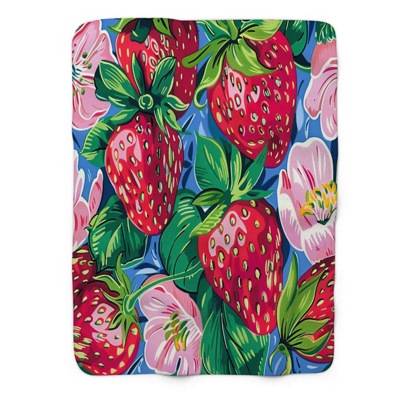 Motif de balise maritime - 1 pièce Sherpa Premium, L 50 po x L 60 po, Motifs de fruits élégants